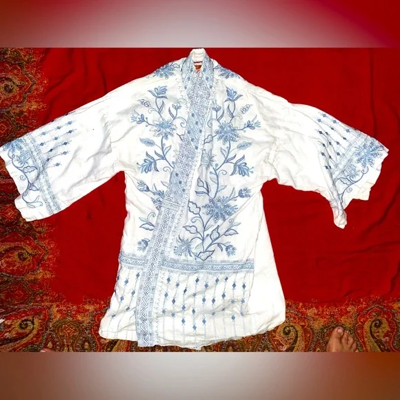 Rare Johnny Was Embroidered Linen Kimono - Picture 2 of 16
